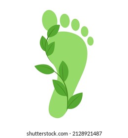 Footprint with branch. Eco friendly vector icon design. Zero emissions, carbon neutral. Vector illustration isolated on white background