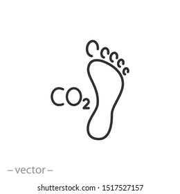 icono de huella de carbono, huella de contorno, impacto de CO2 en el medio ambiente, símbolo de línea delgada en fondo blanco - ilustración de trazo editable vectorial eps 10