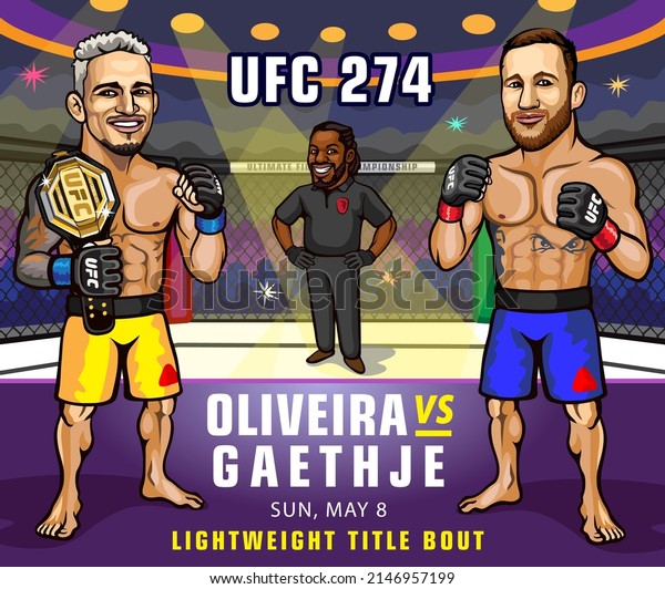 Footprint\
Center in Phoenix, Arizona, United States. May 8, 2022. UFC 274:\
Oliveira vs. Gaethje is an upcoming mixed martial arts event\
produced by the Ultimate Fighting\
Championship.