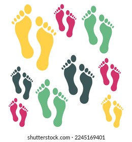 footprint color vector logo icon. Abstract vector footprint in assorted colors in a simple elegant flat illustration style. great for foot, track, nature, etc.