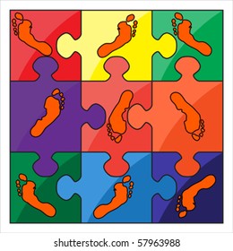 footprint color vector puzzle