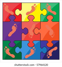 footprint color vector puzzle