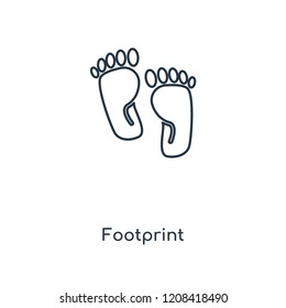 Footprint concept line icon. Linear Footprint concept outline symbol design. This simple element illustration can be used for web and mobile UI/UX.