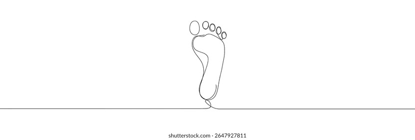 Pegada desenho contínuo de uma linha. Símbolo de passo. Ilustração vetorial.