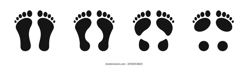 Footprint. Different human footprints. Human footprints.