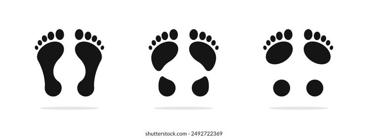 Footprint. Different human footprints. Human footprints.