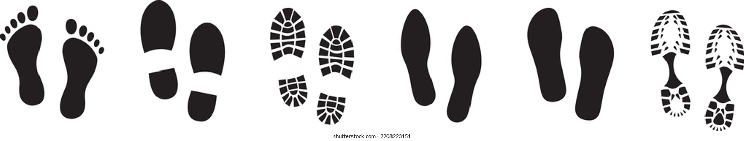 Footprint. Different human footprints. Vector