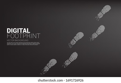 Footprint from digital dot pixel. business concept of digital transformation and digital footprint.