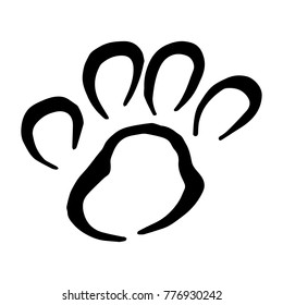 Footprint dog paw vector illustration. Doodle style. Design, print, decor, textile, paper