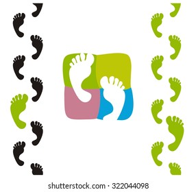 Footprint Feet Colorful Background Stock Vector (Royalty Free