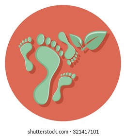 footprint flat icon in circle