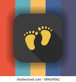 footprint flat icon with long shadow, vector illustration
