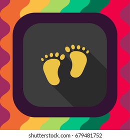 footprint flat icon with long shadow, vector illustration