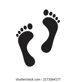Eine flache Footprint-Ikone einzeln auf weißem Hintergrund. Vektorsymbol der weiblichen Fußabdruck