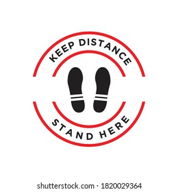 
Footprint floor sticker, coronavirus or Covid-19 prevention, vector illustration