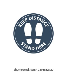 Footprint Floor Sticker, Foot Steps In Circle, Keep Distance Waiting In Line, Stand Here Sign, Queue Order Safety, Coronavirus Or Covid-19 Prevention, Social Distance, Vector Icon