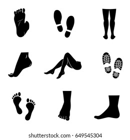 Footprint, foot, leg vector icon set.