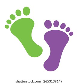 Footprint, Foot Steep, icon in flat style. Footpath step vector illustration, on isolated white background. Foot print sign business concept.