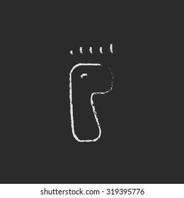 Footprint hand drawn in chalk on a blackboard vector white icon isolated on a black background.