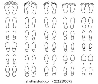 footprint hand drawn collection on white isolated backgrount