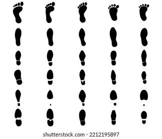 footprint hand drawn collection on white isolated backgrount