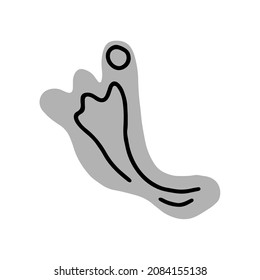 Footprint hand drawn doodle icon. Human foot print. Vector illustration for print, web, mobile and infographics on white background.
