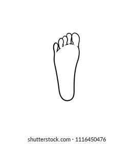 Footprint hand drawn outline doodle icon. Humans foot print anatomic vector sketch illustration for print, web, mobile and infographics on white background.