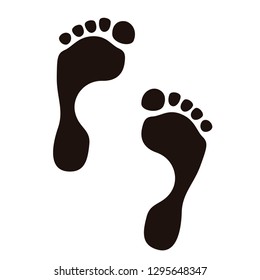 footprint, human feet black silhouette, icon