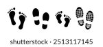 Footprint. Human footprint icon. Baby footprint.  Silhouette of footprints. Vector illustration. 