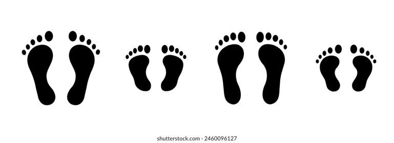 Footprint. Human footprint icon. Baby footprint.  Silhouette of footprints. Vector illustration. 