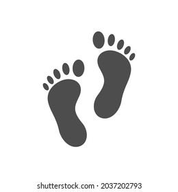 Footprint icon. Barefoot symbol. Step mark. Trekking shape. Distance badge. Medical examination. Foot silhouette Follow template. Vector illustration.