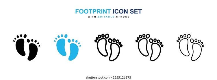 Footprint icon collection in black and blue colors