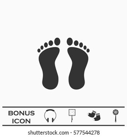 Footprint icon flat. Black pictogram on white background. Vector illustration symbol and bonus button
