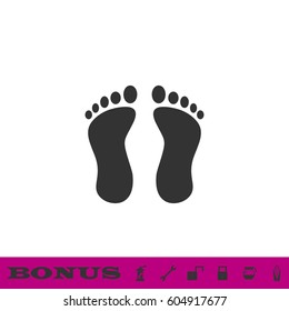 Footprint icon flat. Black pictogram on white background. Vector illustration symbol and bonus button