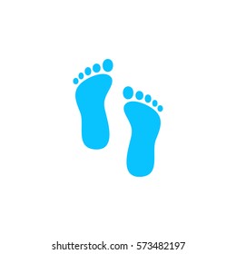 Footprint icon flat. Blue pictogram on white background. Vector illustration symbol