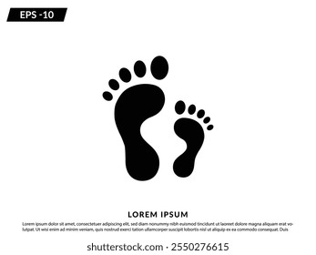 Footprint icon. Human footprint icon. Shoe step vector symbol. Barefoot walk isolated on a white background.