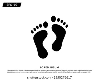 Footprint icon. Human footprint icon. Shoe step vector symbol. Barefoot walk isolated on a white background.