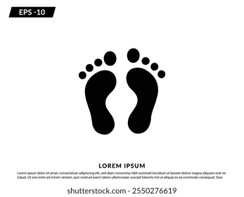 Footprint icon. Human footprint icon. Shoe step vector symbol. Barefoot walk isolated on a white background.