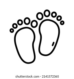 Footprint Icon. Line Art Style Design Isolated On White Background
