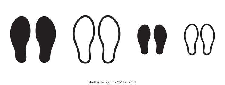 Footprint icon set. Barefoot footprints, shoe prints, child's footprints. Adults and children's steps - stock vector. 