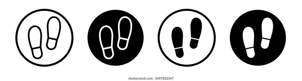 Footprint icon set. carbon footstep vector symbol. shoe or boot barefoot sign in black filled and outlined style.