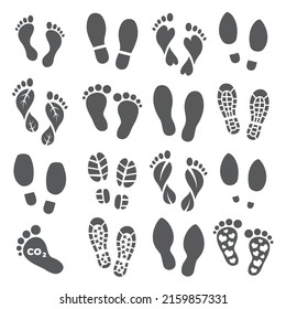 Footprint icon set on white background