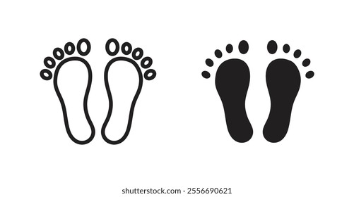 Footprint icon set in Thin line black color.
