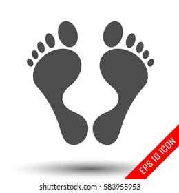 Footprint icon. Simple flat logo of footprint on white background. Vector illustration.