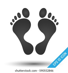 Footprint icon. Simple flat logo of footprint on white background. Vector illustration.
