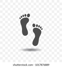 Footprint icon simple vector with shadow on transparent background.