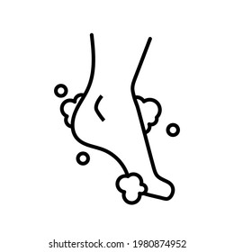 Footprint icon. Smelly feet The concept of keeping your feet healthy by washing your feet.