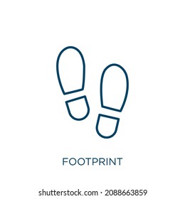 footprint icon. Thin linear footprint outline icon isolated on white background. Line vector footprint sign, symbol for web and mobile