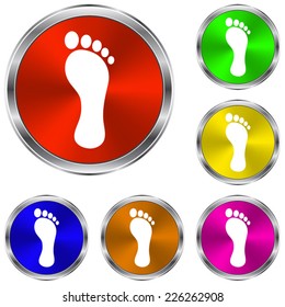 footprint  icon - vector glossy colourful buttons