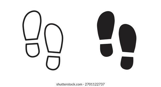 Glifo de Vector de icono de huella plana y línea de trazo de moda